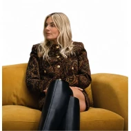 War 2026 Sienna Miller Brown Paisley Jacquard Jacket
