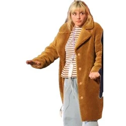 We Live In Time Florence Pugh Fur Coat