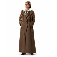Wife and Dog 2026 Rosamund Pike Brown Long Wool Coat