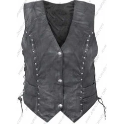 Women Biker Leather Vest
