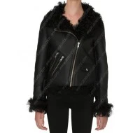 Women Biker Winter Shearling Jacket