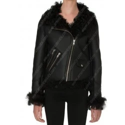 Women Biker Winter Shearling Jacket
