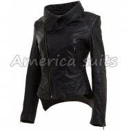 Women Black Leather Biker Jacket
