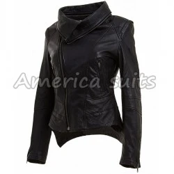 Women Black Leather Biker Jacket