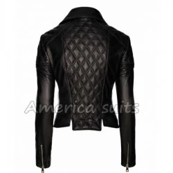 Women Quilted Biker Leather Jacket
