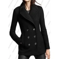 Women Black Wool Peacoat 