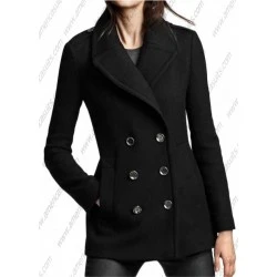 Women Black Wool Peacoat 