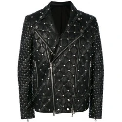 Men Studded Leather Jacket