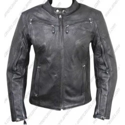 Womens Armored Black Leather Jacket