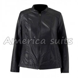 Womens Black Plus Size Leather Jacket