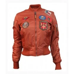 Womens Top Gun MA-1 Rust Bomber Jacket