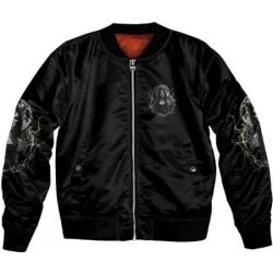 Halloween Witch Black Bomber Leather Jacket Halloween Witch Black Bomber Leather Jacket