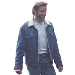 Hugh Jackman Blue Shearling Jacket Hugh Jackman Blue Shearling Jacket
