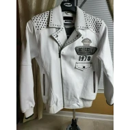 Pelle Pelle White Studded Leather Jacket