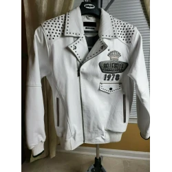 Pelle Pelle White Studded Leather Jacket