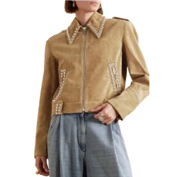 Women Studded Suede Leather Jacket