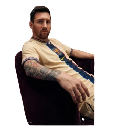 Barcelona Beige Away Jersey With Vertical Stripe