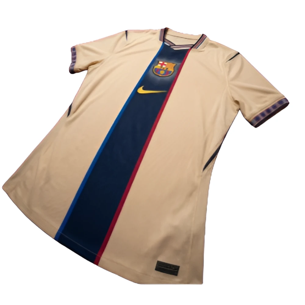 Barcelona Beige Away Jersey With Vertical Stripe | America Suits