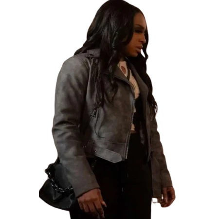 Beauty in Black Kimmie Gray Leather Jacket