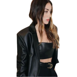 Chloe Bennet Black Leather Coat