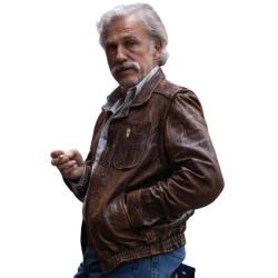 Christoph Waltz Old Guy 2025 Danny Brown Distressed Jacket