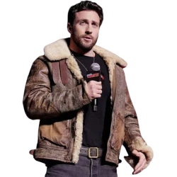 Comic Con 2024 Aaron Taylor Johnson Faux Shearling Jacket
