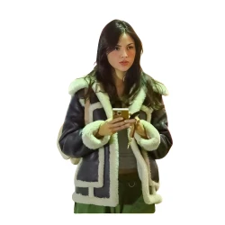 Eiza Gonzalez Shearling Leather Jacket Eiza Gonzalez Shearling Leather Jacket