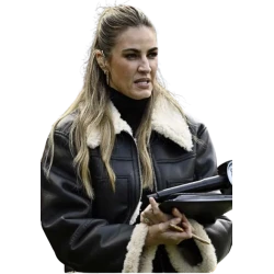 Erin Andrews Black Fur Collar Leather Jacket