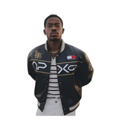 F1 Movie Damson Idris APXGP Black Varsity Jacket F1 Movie Damson Idris APXGP Black Varsity Jacket