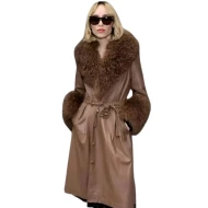 Goldie Boutilier Brown Shearling Leather Coat