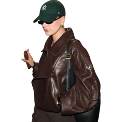 Hailey Bieber Brown Oversized jacket