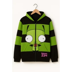 Invader ZIM Green Striped Hoodie