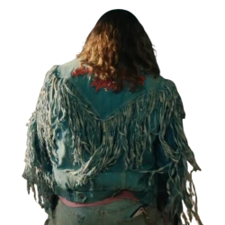 Jason Momoa A Minecraft Movie Blue Fringe denim jacket Jason Momoa A Minecraft Movie Blue Fringe denim jacket