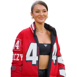 Kristin Juszczyk 49ers Red Long Coat