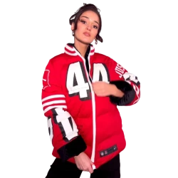Kristin Juszczyk 49ers Red Puffer Jacket