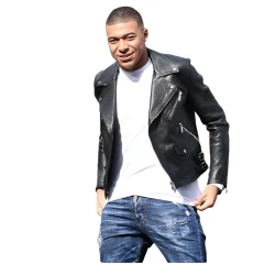 Kylian Mbappe Black Leather Jacket Kylian Mbappe Black Leather Jacket
