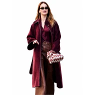 Lily James Burgundy Coat