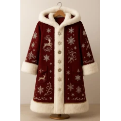 Luxury Silver Embroidery Santa Claus Coat