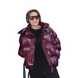 Mariska Hargitay Burgundy Puffer Jacket