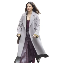 Melissa Barrera The Copenhagen Test Grey Wool Coat
