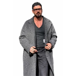 Michele Morrone Grey Wool Coat 2026
