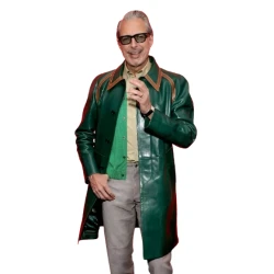 NYC 2025 Jeff Goldblum Green Leather Coat NYC 2025 Jeff Goldblum Green Leather Coat