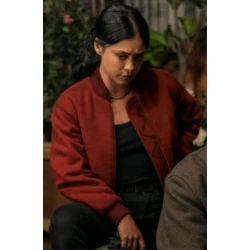 Play Dirty Rosa Salazar Red Bomber Jacket