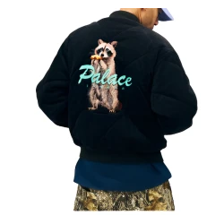 Raccoon Graphic Black Bomber Jacket