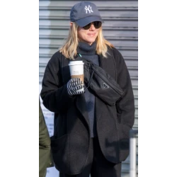 Scarlett Johansson Black Oversized Coat