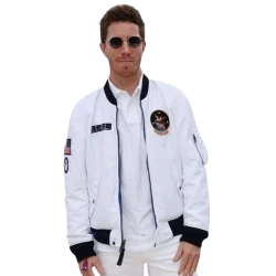 Shaun White Paris Olympics 2024 white bomber jacket