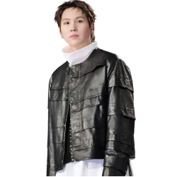 Suga Rapper 2026 Black Leather Jacket Suga Rapper 2026 Black Leather Jacket
