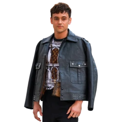 Tom Daley Black Leather Jacket