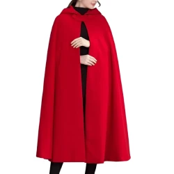 Women’s Red Hooded Wool Cloak