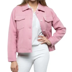 Women Soft Wool Button Up Utility Jacket